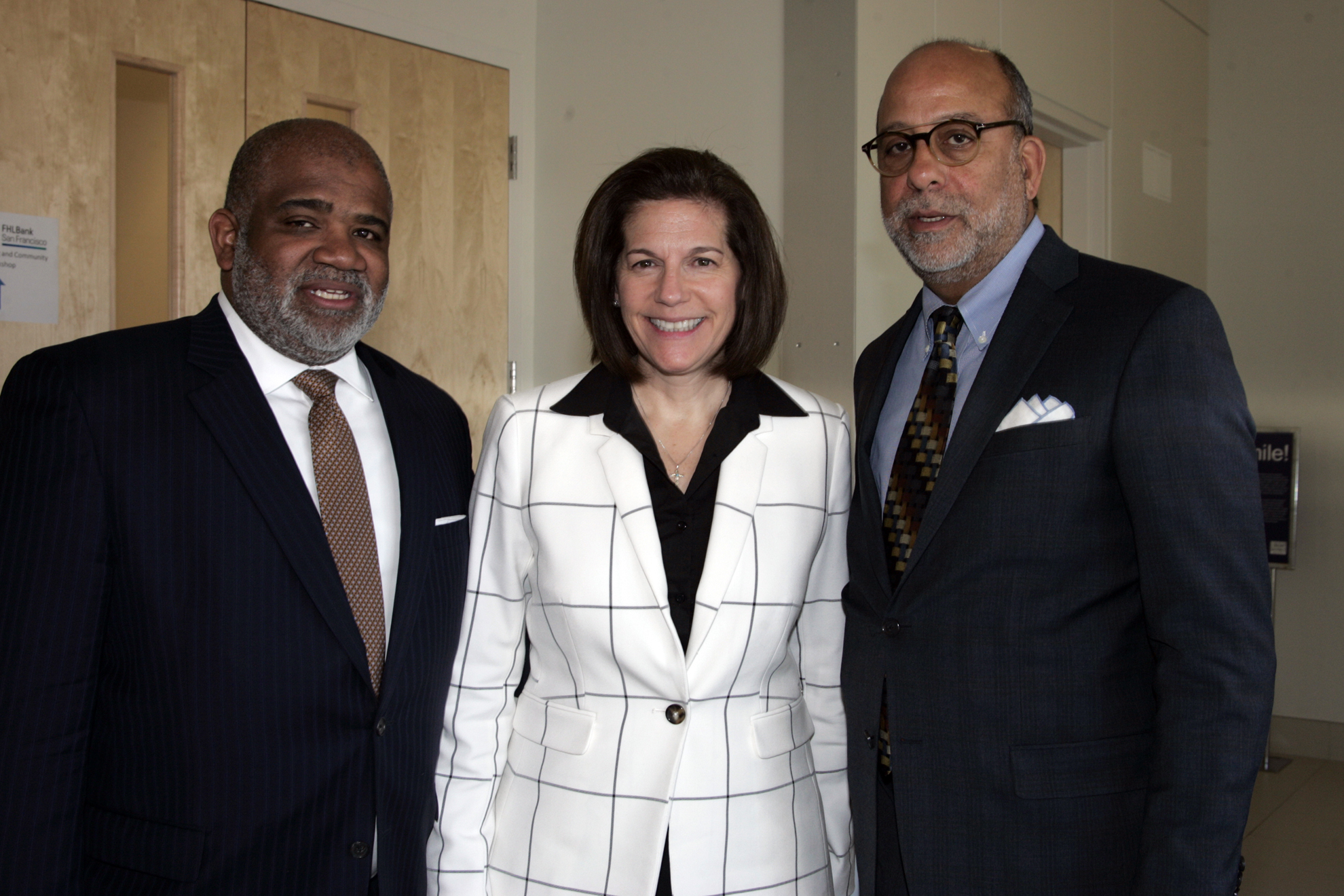 (l-r) Dwight Alexander, SVP, Public Affairs, FHLBank San Francisco, Senator Catherine Cortez Masto (D-NV), Kevin Blackburn, VP, FHLBank San Francisco, Public Affairs