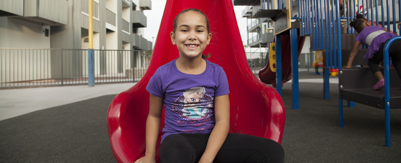 Eight-year-old Hope Brown has a room of her own in her family's spacious apartment.