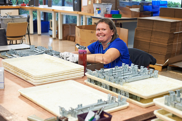 Jennifer Hochstetter at work in the workshop.