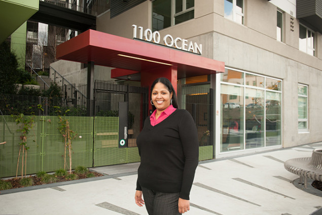 Property Manager Aisha Forks says people love walking through the new Unity Plaza to catch the bus or get a cup of coffee.