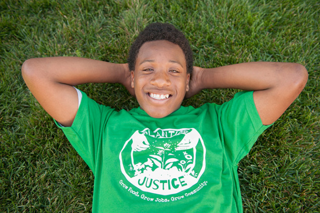 Keller Plaza resident Tylen Lee, now 13, was just 9 years old when he started running home from school three days a week to see Haleh, and learned to enjoy getting his hands dirty working in the edible garden.