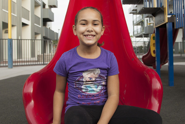 Eight-year-old Hope Brown has a room of her own in her family's spacious apartment.