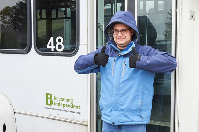 Photo of nonprofit Becoming Independent client displaying a thumb's up