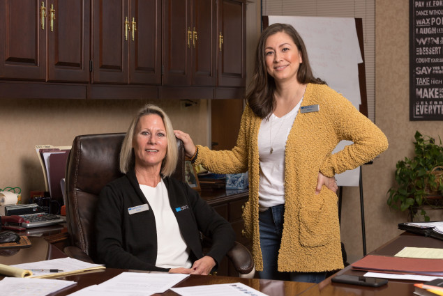 Adele Sandberg, President and CEO of AEA Federal Credit Union, with Miriam Limon, Director of Marketing